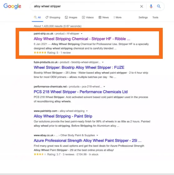 Google Page 1 Rankings