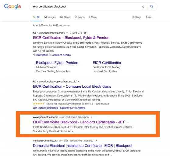 Google Page 1 Rankings